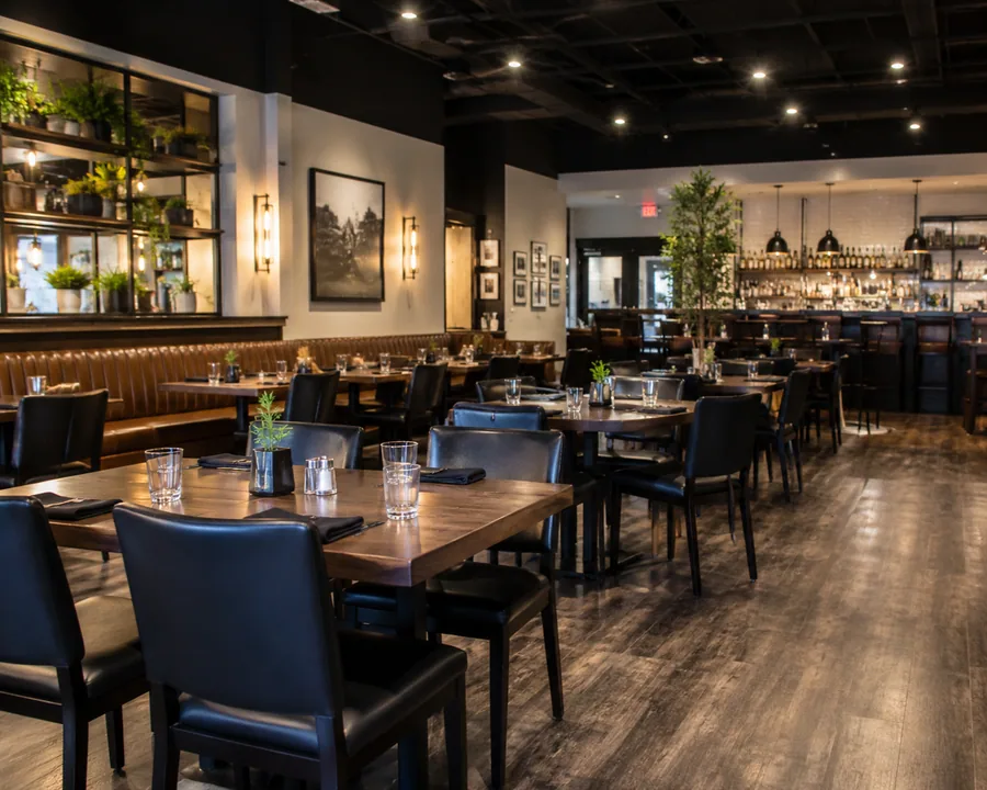 Professionally cleaned commercial restaurant interior