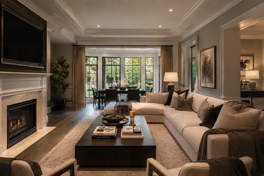 Professionally cleaned residential living room