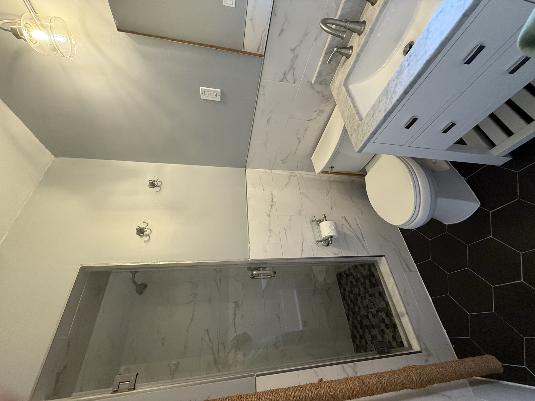 Clean shower, toilet, and vanity after move-in cleaning in New York City