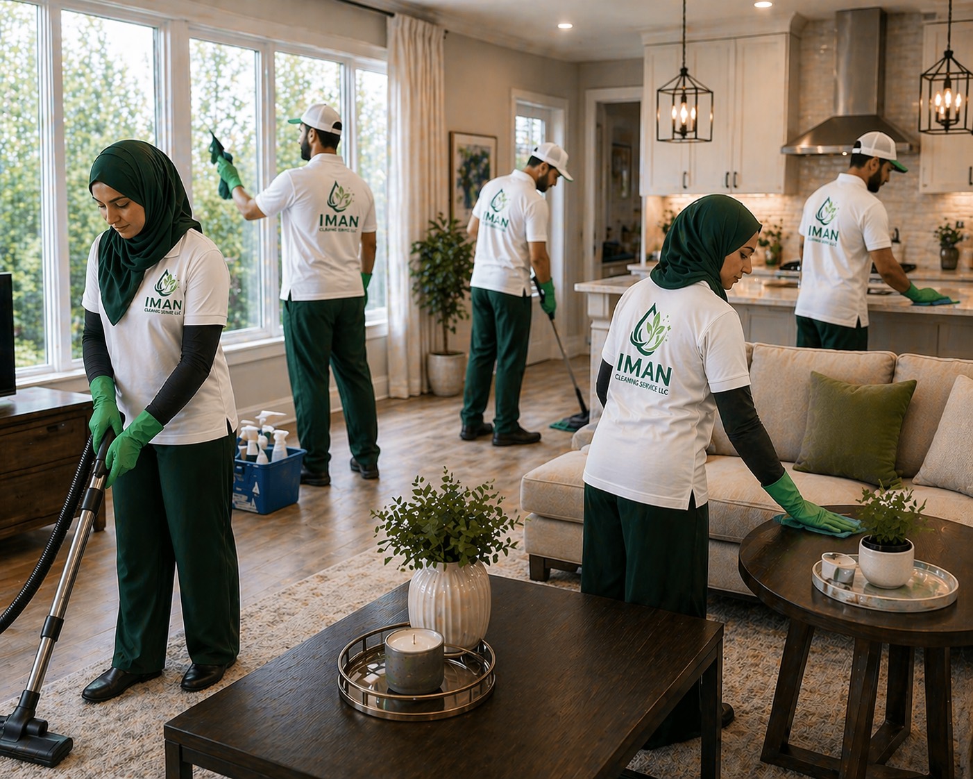 Iman Cleaning Service LLC team ready for cleaning work