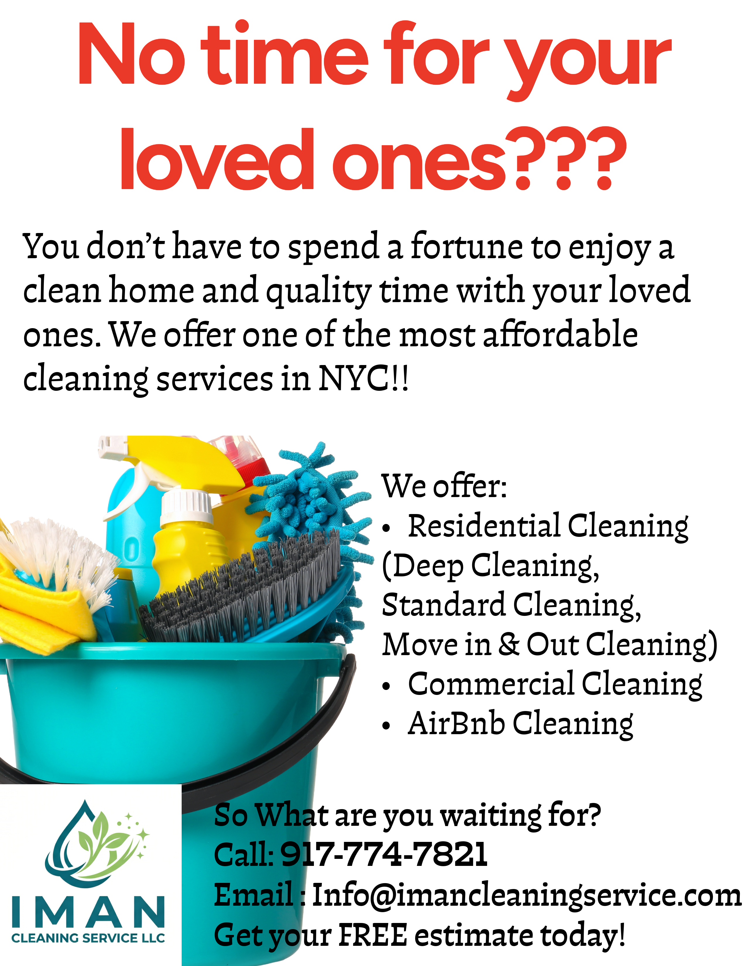 Featured weekly cleaning flyer for Iman Cleaning Service LLC